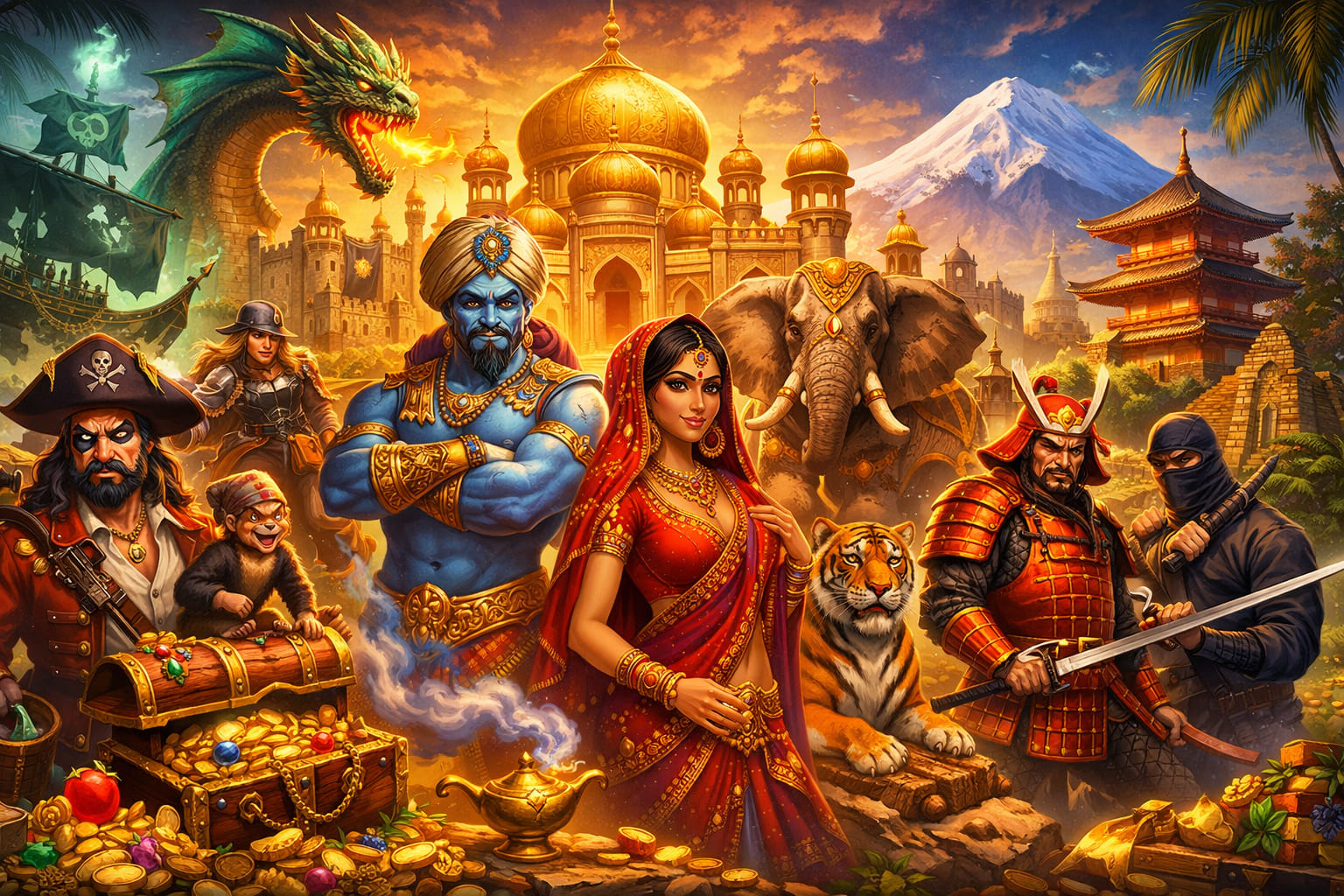 Dark neon casino art inspired by India